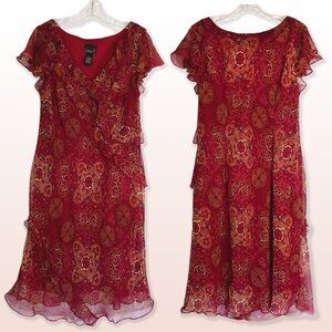 Scarlett Red Floral Ruffle Dress Size 15/16